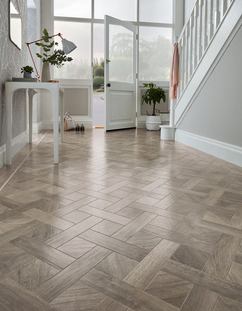 Hallway Flooring Ideas, Flooring Hallway, Karndean Design Flooring, Hall Ways Ideas, Walton On Thames, Contemporary Flooring, Hall Tiles, Contemporary Hallway, Entrance Hall Decor