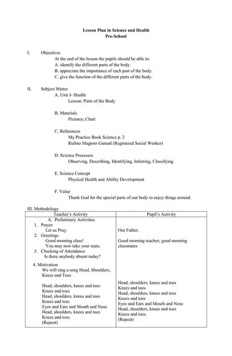 Detailed Lesson Plan in Science and Health grade 3 | PDF Preschool Science Lessons, Picture Of Body Parts, Lesson Plan Outline, Health Lesson Plans, Lesson Plan Pdf, Lesson Plan Examples, Student Assessment, Solving Word Problems, Subtraction Facts