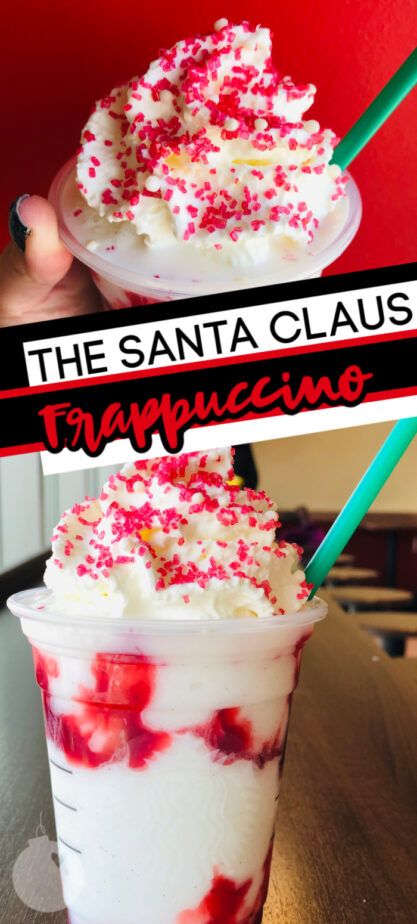 How to make The Santa Claus Frappuccino at Starbucks #starbucks #starbuckssecretmenu #starbucksholiday #frappuccinorecipes Starbucks Frappuccino Recipe, Starbucks Holiday Drinks, Menu Drink, Christmas Starbucks, Presentation Food, Starbucks Drinks Diy, Secret Starbucks Recipes, Frappe Recipe, Coffee Recipes Starbucks