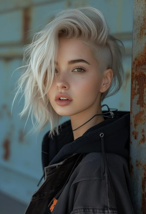 Edgy Short Haircuts, 얼굴 드로잉, Short Blonde, Hair Reference, Short Blonde Hair, Hair Inspiration Color, Shaved Hair, Cortes De Cabello, Undercut