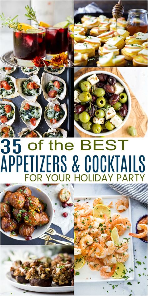 35 of the Best Holiday Appetizers and Cocktails to serve at your next party! Bring one of these creative appetizers or cocktails and I guarantee you'll be the star of the party - everything is easy to make, can be prepped ahead of time and absolutely delicious! #appetizerrecipes #holidayrecipes #cocktails Creative Appetizers, Easy Delicious Appetizers, Dinner Party Appetizers, Best Holiday Appetizers, Holiday Party Appetizers, The Best Appetizers, New Years Appetizers, New Year's Eve Appetizers, Cocktail Party Food