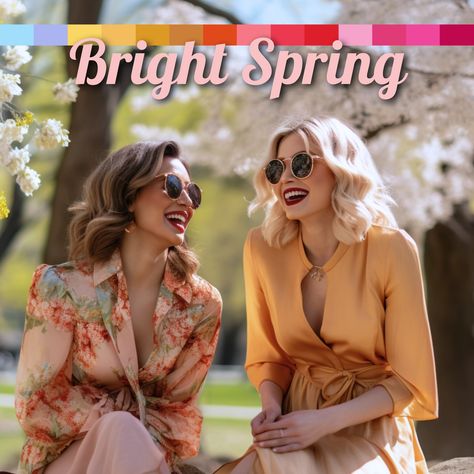 Bright Spring Color Palette & Full Guide: All You Need to Know Shaded Spring Color Palette, Bright Spring Fall Wardrobe, Bright Spring Colour Pallette, Bright Spring Soft Classic, Bright Spring Color Palette Neutrals, Bright Spring Office Wardrobe, Paint Box Spring Color Palette, Clear Spring Makeup Looks, Clear Spring Neutrals