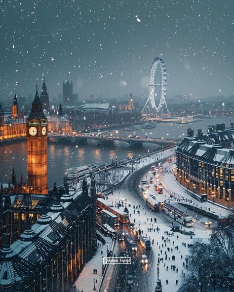 Winter In Britain, London Life Aesthetic Winter, Winter London Aesthetic, London Winter Aesthetic, Winter City Aesthetic, London Christmas Aesthetic, London City View, London In Winter, London Snow