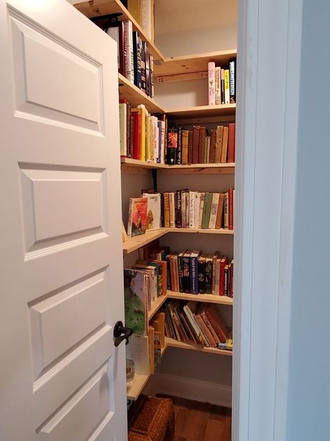 Library Closet, Closet Library, Closet Bookshelves, Kitchen Bookshelf, Bed Unit, Bookshelves In Bedroom, Craftsman Cottage, Calming Bedroom, Book Room