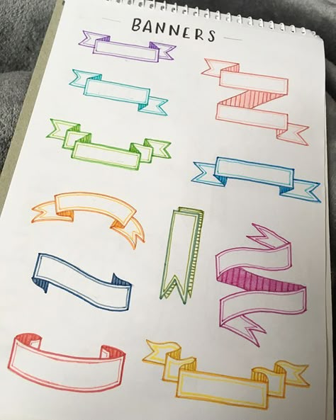 banners are a great way to make your titles look super cute. you can design, decorate and colour them to suit your theme. tag @bujo.help if… Bullet Journal Headers, Bullet Journal Banner, Journal Fonts, Desain Quilling, Bullet Journal Notes, Bullet Journal Mood, Bullet Journal Aesthetic, Bullet Journal Notebook, Bullet Journal Lettering Ideas