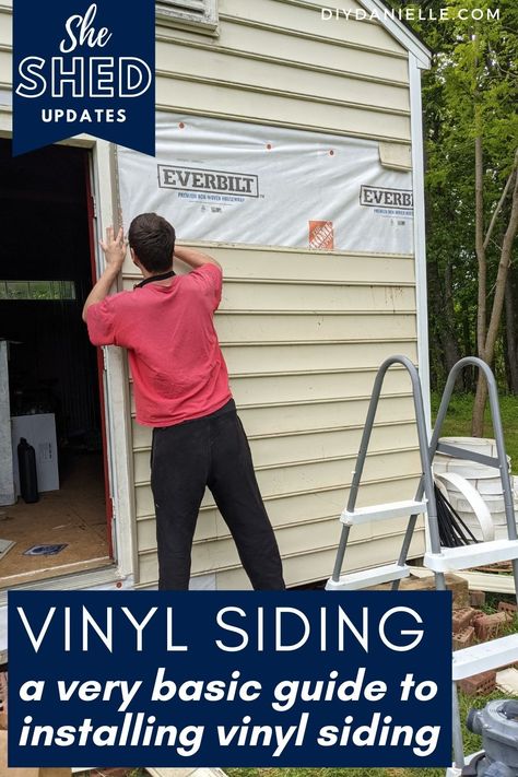 How to install vinyl siding: This is a BASIC guide to how we installed vinyl siding on our shed when we framed out a garage door to a wall. Can You Paint Vinyl Siding On A House, How To Paint Vinyl Siding On A House, Best Paint For Vinyl Siding, Can Vinyl Siding Be Painted, Paint Vinyl Siding Before And After, How To Paint Siding Vinyl, Ranch House Exterior Colors Paint Ideas, How To Paint Vinyl Siding, Paint Siding Vinyl