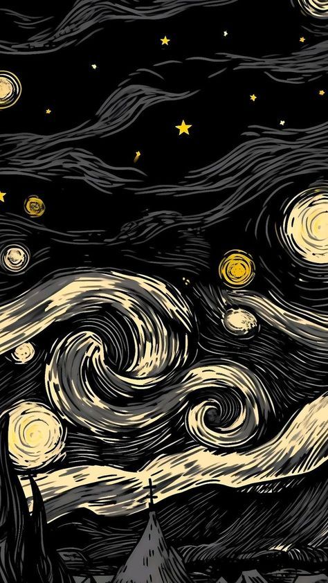 Space Wallpaper Aesthetic, Wallpaper Creepy, فنسنت فان جوخ, Van Gogh Wallpaper, Arte Van Gogh, The Starry Night, Simple Phone Wallpapers, Abstract Art Wallpaper, Edgy Wallpaper