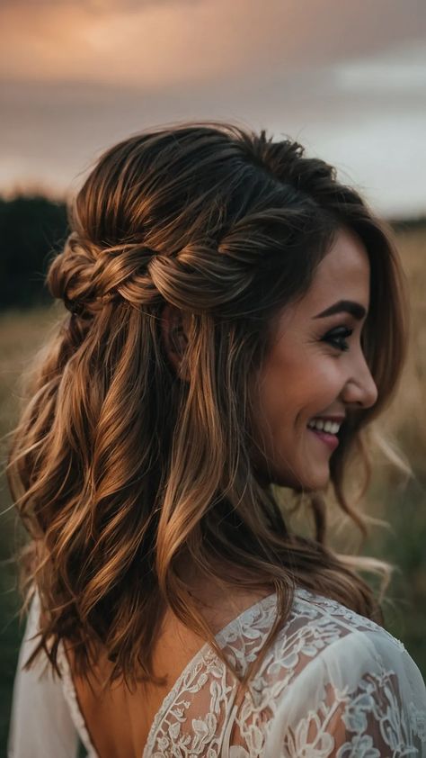 Ultimate Bridesmaid Hair Inspirations: From Updos to Braids - Inspire Inlet Half Up Half Down Updo, Wedding Bangs, Short Haircuts For Thick Hair, Bridesmaid Hair Inspo, To Braids, Ponytail Braid, Short Ponytail, Half Updo Hairstyles, Bridal Party Hair