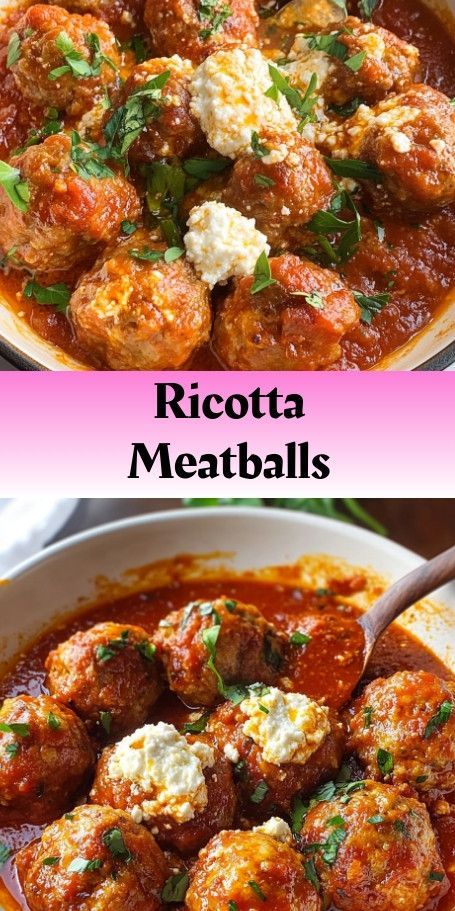 Ricotta Meatballs with Sun-Dried Tomato Sauce Recipe Indulge in the perfect blend of flavors with this Ricotta Meatballs recipe, topped with a savory sun-dried tomato sauce. These tender and flavorful meatballs are sure to become a family favorite for a delicious and easy dinner. #RicottaMeatballs #ItalianRecipe #ComfortFood #SunDriedTomatoSauce #EasyMeals #FamilyFavorites #FoodieDelights Tomato Sauce For Meatballs, Baked Meatball Recipe, Ricotta Meatballs, Ricotta Cheese Recipes, Test Kitchen Recipes, Sun Dried Tomato Sauce, Cheese Stuffed Meatballs, Italian Pasta Dishes, Learning To Cook