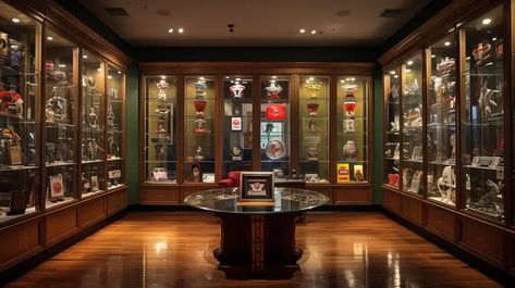 Special Mention: The Trophy Room and Its Design Significance Awards Room Display, Modern Trophy Room, Trophy Shelves, Award Shelves, Trophy Cabinets, Medal Display Case, Trophy Display Case, Wood Trophies, Trophy Collection