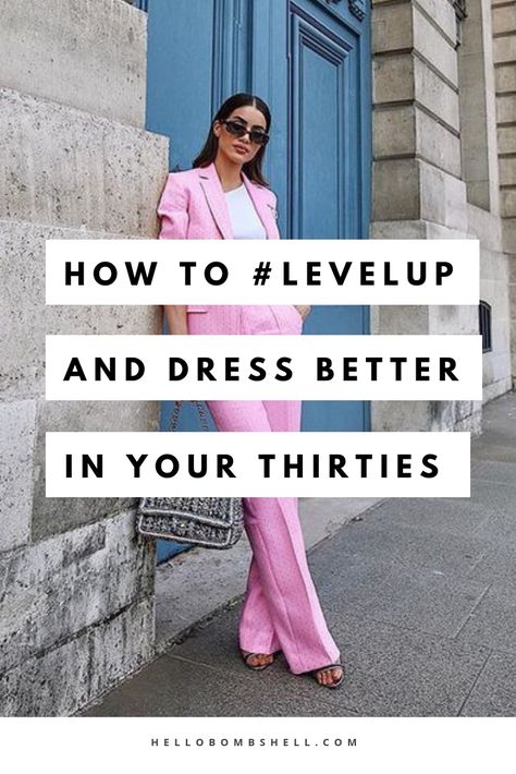 Does classy, sophisticated, chic style come to mind when you imagine how to dress in your thirties? Figuring out how can you pull this off can be tricky. These simple fashion tips will help you look like a put together, polished, and stylish lady. #StyleGuide #StyleTips #FashionTips Upgrade Fashion Style, Dresses For 35 Year Old Women, Millenial Work Fashion, Age 30 Fashion Woman, Sophisticated Mom Style, Dress Better Tips, Learn How To Dress Better, How To Dress Girly Casual Outfit, Millenial Style Outfit