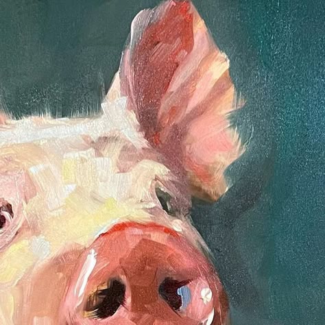 Patty Voje on Instagram: "A Love Struck Romeo, 8 x 8” #pigoftheday #pigstagram #pigpainting #pigart #farmlife #dailypainting #oilpainting #allaprima #direstraits" Abstract Pig Painting, Farm Animal Paintings Acrylic Easy, Lipstick On A Pig Art, Pig Painting Acrylic, Piglet Painting, Pig Paintings, Farm Animal Paintings, Farm Animal Painting, Animal Paintings Acrylic