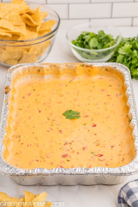 Grilled Queso Recipe Rotel Dip On The Grill, Queso Dip On The Grill, Queso On The Blackstone, Grill Queso Dip, Queso On The Grill, Side Dishes On The Grill, Grill Queso, Grilled Queso, Sausage Queso Dip