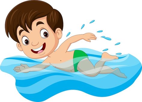 Swimming Cartoon, Swimming Pictures, Chibi Boy, Pool Art, Kid Pool, Cartoon Boy, Boys Playing, Boys Swim, Art Drawings For Kids