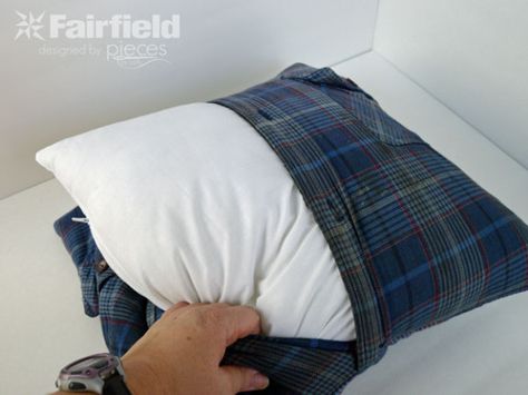 Memorial Pillows From Shirts Diy, Flannel Shirt Pillow Diy, Dress Shirt Pillows How To Make, Memorie Pillow Men Shirts, Shirt Pillow Keepsake, Memory Pillow From Shirt Free Pattern, Remembrance Pillows From Shirts, Pillow Made From Loved Ones Shirt, Pillows Out Of Mens Shirts