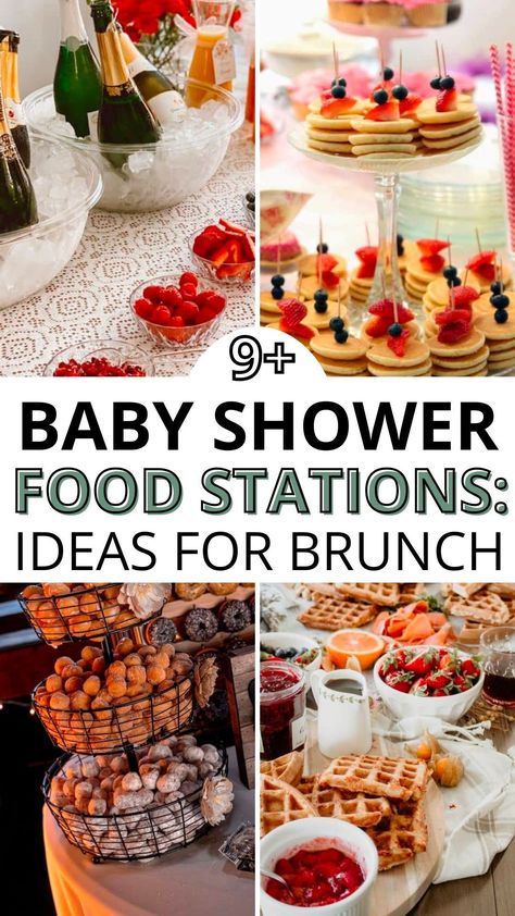 Elevate your baby shower brunch with these creative food station ideas! From a mouthwatering parfait bar to a savory bagel spread, discover easy and make-ahead options that will impress your guests. These baby shower food ideas will be loved by all! Easy Baby Shower Breakfast Food, Brunch Ideas Family, Brunch Party Finger Foods, Easy Brunch Shower Food, Bagel Bar Baby Shower Brunch Party, Brunch Ideas For Party, Baby Boy Shower Brunch Food Ideas, Brunch Bar Baby Shower Ideas, Morning Baby Shower Food