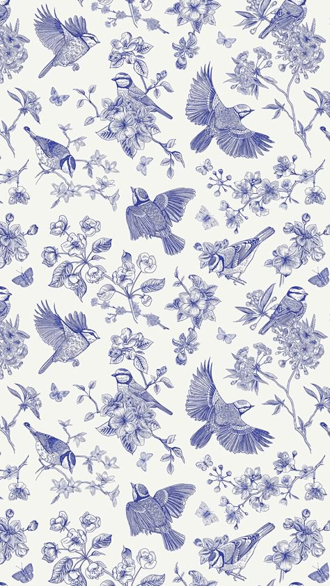 Set It Free, Blue And White Wallpaper, Blue Drawings, Birds And Butterflies, Blue And White Chinoiserie, Chinoiserie Wallpaper, Blue Birds, Bird Wallpaper, Phone Wallpaper Patterns