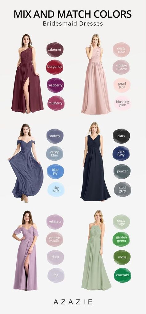 Wedding Entourage Dress, Entourage Gowns, Mix And Match Bridesmaid Dresses, Mix Match Bridesmaids, Wedding Entourage, Best Match, Bridesmaid Dress Styles, Bridesmaid Dress Colors, Dresses Bridesmaid