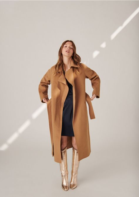 Manteau large mandy camel en laine double face, femme, tara jarmon Tara Jarmon, Camel Coat, Woolen Coat, Double Face, Women's Coats, Elegant Look, Midnight Blue, Duster Coat, Coats For Women