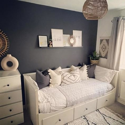 Small Guest Room And Office Ideas, Ikea Spare Bedroom Ideas, Box Rooms Ideas, Spare Bedroom Daybed Ideas, Box Room Design, Box Bedroom Designs, Small Box Room Ideas Bedrooms, Spare Box Room Ideas, Spare Room Inspiration