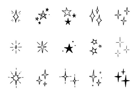 Different Type Of Stars Drawing, Aesthetic Star Doodles, Space Stars Drawing, Star Ideas Drawing, Star Paintings Easy, Doodle Star Tattoo, Boho Star Tattoo, Draw Stars Doodles, Drawing Fillers Doodles