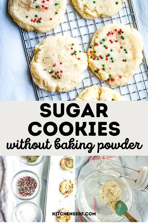 Sugar Cookie Recipe No Baking Powder, Cookies Without Baking Powder, Easy Drop Sugar Cookies, Cookie Recipe Without Baking Soda, Sugar Cookie Recipie, Simple Sugar Cookie Recipe, Drop Sugar Cookie Recipe, Cookie Recipes Christmas, Ginger Snap Cookies Recipe