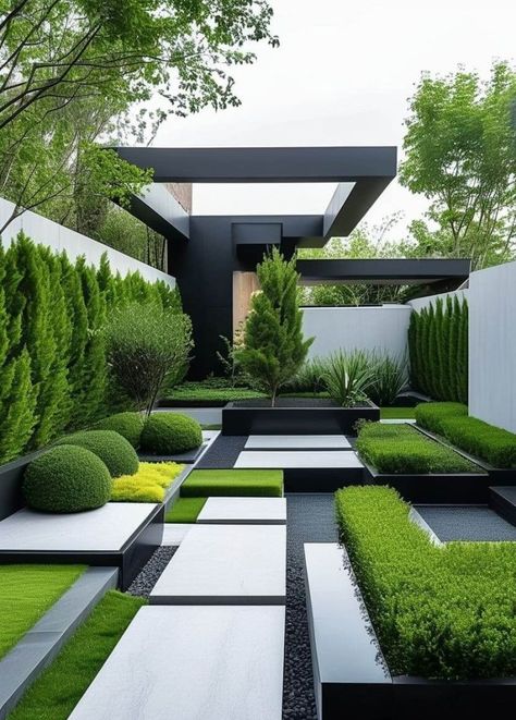 25 Creative Contemporary Garden Edging Ideas for a Modern Look 51 Modern Desert Landscaping, Patio Garden Ideas, Sedum Roof, Contemporary Backyard, Garden Edging Ideas, Courtyard Gardens Design, Modern Backyard Landscaping, Minimalist Garden, Big Backyard