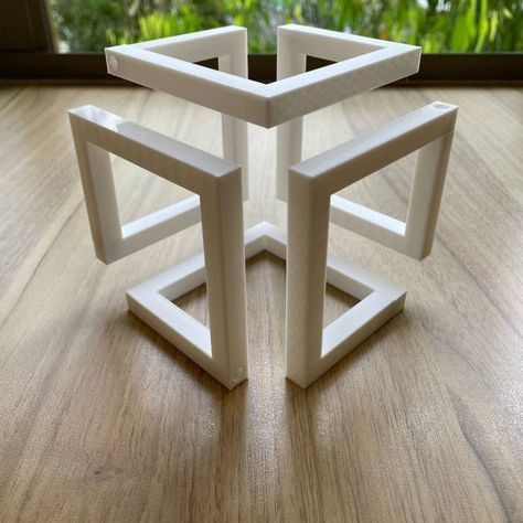 Impossible cube by matt0852 - Thingiverse Cubes Architecture Concept, Impossible Cube, 3d Cube Design, Cubic Architecture, Cubes Architecture, Art Cube, Paper Crafts Magazine, Cube Table, Landscape Architecture Drawing