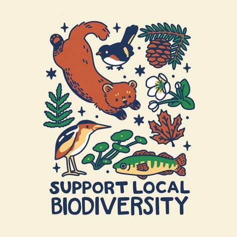 Biodiversity Drawing Ideas, Support Local Biodiversity, Reconnecting With Nature, Conservation Illustration, Sustainability Photography, Conservation Biology, Wildlife Biologist, Conservation Art, Nature Wildlife