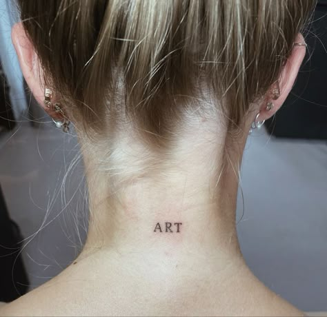 Word Neck Tattoos, Minimalism Inspiration, Minimalistic Tattoo Ideas, Neck Art, Petit Tattoo, Tattoo Neck, Minimalistic Tattoo, Intense Emotions, Back Of Neck Tattoo