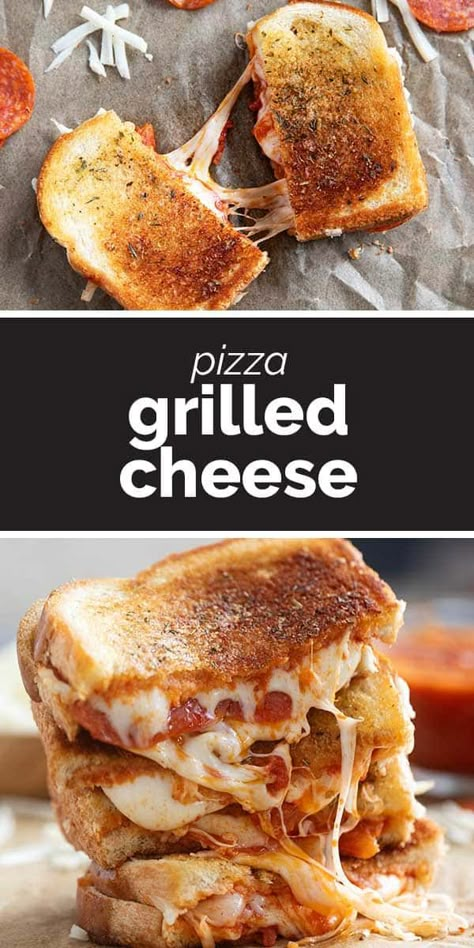 Pepperoni Pizza Grilled Cheese, Pepperoni Grilled Cheese, Grilled Cheese Pizza, Pizza Grilled Cheese Sandwich, Grilled Cheese With Tomato, Recipe For Pizza, Easy Grilled Cheese, Asian Steak Bites, Quick And Easy Weeknight Dinners