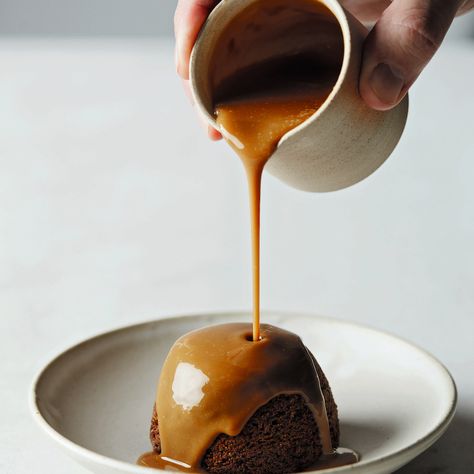 Sticky date and Guinness pudding with warm whiskey sauce | House & Garden Salted Toffee, Choc Cake, Sticky Date Pudding, Date Pudding, Vegan Baking Recipes, Toffee Sauce, Toffee Pudding, Banoffee Pie, Sticky Toffee Pudding