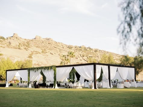 White Frame Tent Wedding, Wedding Cabana Decor, Outdoor Wedding Structures, Outdoor Event Venue Design, Outdoor Event Space Design, Wedding Structures, Wedding Venue Design, Outdoor Event Space, White Themed Wedding