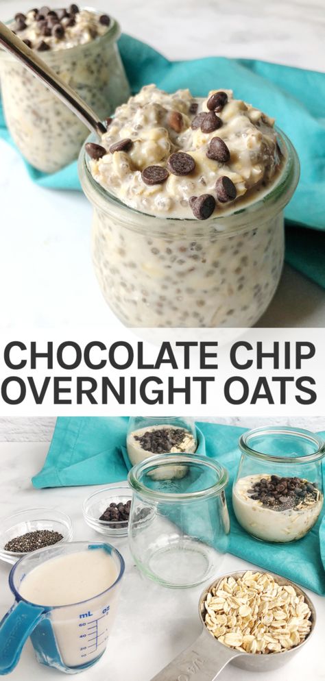 Overnight Oats With Milk, Chocolate Chip Overnight Oats, Gluten Free Overnight Oats, Dairy Free Overnight Oats, Overnight Oats Recipe Easy, Vegan Chocolate Chips, Overnight Oats With Yogurt, Best Overnight Oats Recipe, Chocolate Overnight Oats