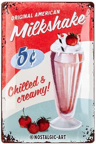 American Milkshake, Diner Aesthetic, Design For Wall, Diner Sign, Americana Aesthetic, 50s Diner, Vintage Diner, Retro Tin Signs, Nostalgic Art