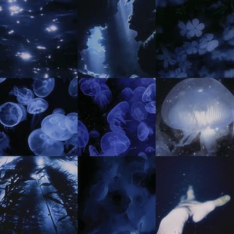 Deep Sea Moodboard, Space Moodboard Aesthetic, Jellyfish Moodboard, Cool Toned Aesthetic, Goddess Moodboard, Fish Moodboard, Jellyfish Core, Sea Core Aesthetic, Ocean Moodboard