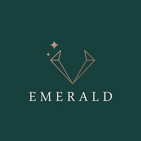 Emerald Green Luxury Aesthetic, Emerald Logo Ideas, Gemstone Graphic Design, Gemstone Logo Design, Emerald Logo Design, Logo Design For Jewelry, Emerald Logo, Jewellery Brand Logo, Jewelry Store Logo