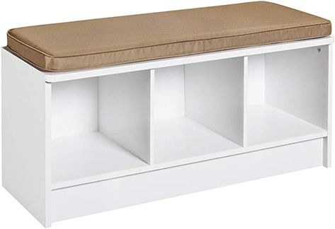 Cube Storage Bench, Cubby Storage Bench, Storage Bench With Cushion, Diy Furniture Videos, Cubby Storage, Small Bedroom Decor, Fabric Drawers, Bench With Shoe Storage, Painting Furniture Diy