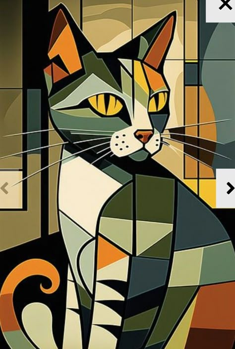 Modern Cat Art, Kat Diy, Pop Art Cat, Illustration Kunst, Cubism Art, Art Pop, Design Geometric, Cat Painting, Cubism