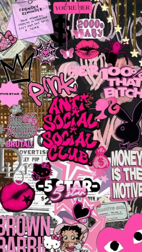 Pink Atheistic Wallpaper, Pink Junk Wallpaper, Phone Is Locked Wallpaper, Y2k Collage Wallpaper, Wallpaper Aesthetic Iphone Lockscreen Pink, Cool Wallpapers For Teens Black, Pink Girly Things Wallpaper, Pink Atheistic, Baddie Wallpaper Aesthetic