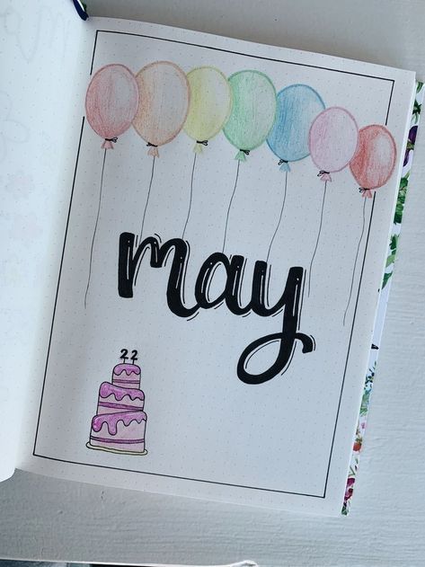 Birthday Month Calendar Ideas, Birthday Month Bullet Journal, Birthday Journal Ideas, Journal Ideas Drawing, Month Bullet Journal, Quotes Bullet Journal, Bullet Journal May, Birthday Bullet Journal, Birthday Journal