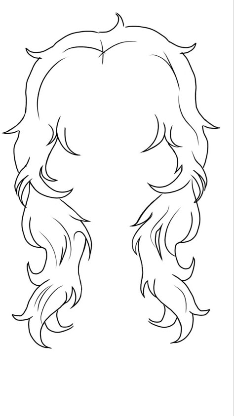 Hair For Drawing Reference, Drawing Hair Template, Wolf Haircut Drawing Reference, Drawn Hair Reference, Long Hairstyle Drawing Reference, Layered Hair Drawing Reference, Curly Hair Styles Drawing Reference, Hair Base Sketch, Alt Hair Drawing Reference