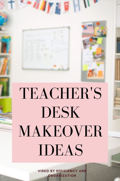 FOR #TEACHERS and #EDUCATORS : This is a short video on how you can do a teacher desk makeover that's unique, exceptional, and good for classroom engagement! #classroom #classroomengagement #teacherdesk #teacherdeskmakeover Teacher Desk Setup Ideas, Decorate Teacher Desk Ideas, Classroom Decor Teacher Desk, Front Of Desk Decor Teacher, Decorating Teacher Desk, Decorated Teacher Desk, Teacher Desk Ideas Work Spaces, Metal Teacher Desk Makeover, Decorate Teacher Desk