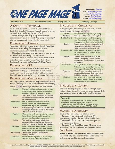 Full adventure FR-9 A Swordid Festival by the One Page Mage - full PDF available free, including a Large Print Format, at patreon dot com slash one page mage Witchlight Carnival, Pen And Paper Games, Virtual Tabletop, Paper Games, Dungeon Maps, D D Maps, Dungeons And Dragons Homebrew, One Shot, Amazing Adventures