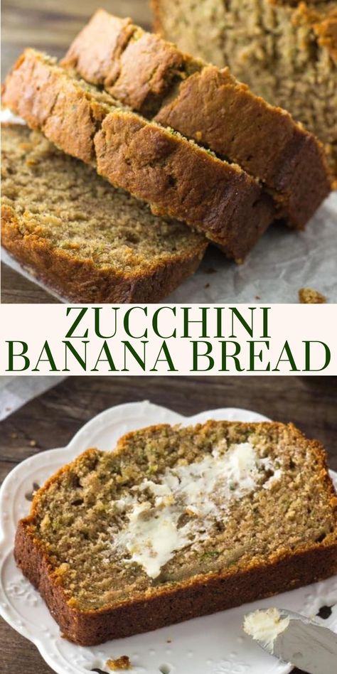 Zucchini Banana Loaf Recipes, Banana Zucchini Bread With Whole Wheat, Banana Bread With Zucchini, Zucchini Banana Bread Recipes Moist, Zucchini Bread Butter, Classic Zucchini Bread, 1 Cup Zucchini Recipes, Zucchini Bread With Bananas, Best Moist Zucchini Banana Bread Recipe