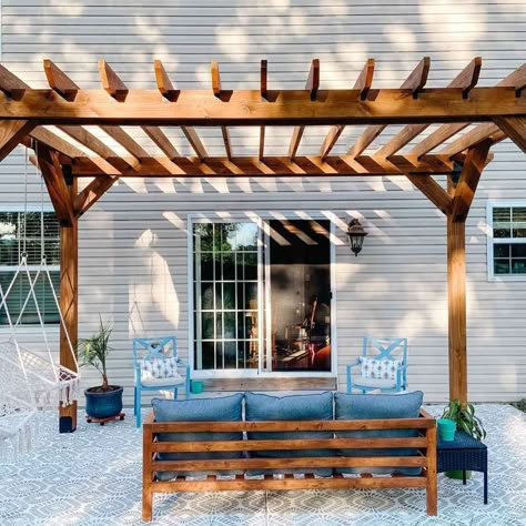 Pergola Porch, Design Per Patio, Attached Pergola, No Grass Backyard, Cedar Pergola, Pergola Ideas, Building A Pergola, Modern Pergola, Wood Pergola