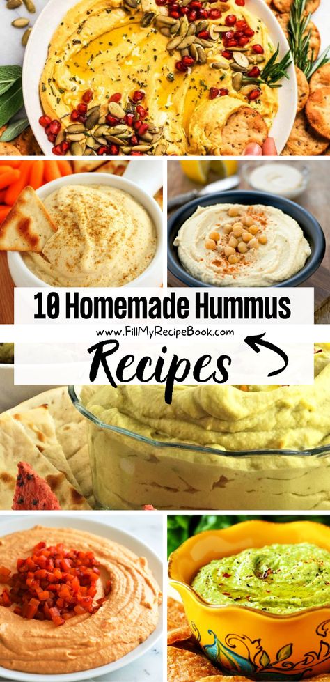 10 Homemade Hummus Recipes - Fill My Recipe Book Sweet Hummus, Authentic Hummus, Hummus Without Tahini, Homemade Hummus Recipe, Arabisk Mad, Spicy Hummus, Hummus Recipes, Hummus Recipe Homemade, Healthy Chips