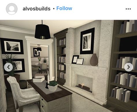 Blox Burg House Ideas Interior, Bloxburg Brick House Ideas, Mansion Living Room Bloxburg, Bloxburg House Entryway Ideas, Bloxburg House Black And White, Bloxburg Modern Floor Plan, House Design Interior Bloxburg, Bloxburg Ideas Office, Bloxburg Modern Library