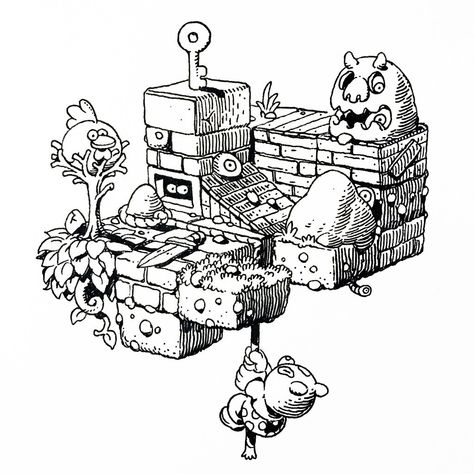 Day 2 - Isometric #inktober2018 #inktoberpic.twitter.com/y83cZwehZI 20 Sided Dice Drawing, Dungeon Illustration, Cute Monsters Drawings, Isometric Map, Ink Doodles, 얼굴 드로잉, Scene Drawing, Isometric Art, Isometric Illustration