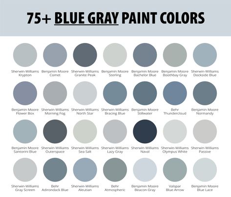 The 75+ Best Blue Gray Paint Colors for Home in 2024 (For Interior & E – CreativeBooster Warm Blue Gray Paint Colors Behr, Shades Of Blue For Living Room Walls, Blue Grey Complimentary Colors, Blue Grey Paint Swatches, Blue Indoor Paint House Colors, House Exterior Blue Gray, Best Blue Wall Colors, Blue And Gray Paint Schemes, Mineral Blue Paint Color